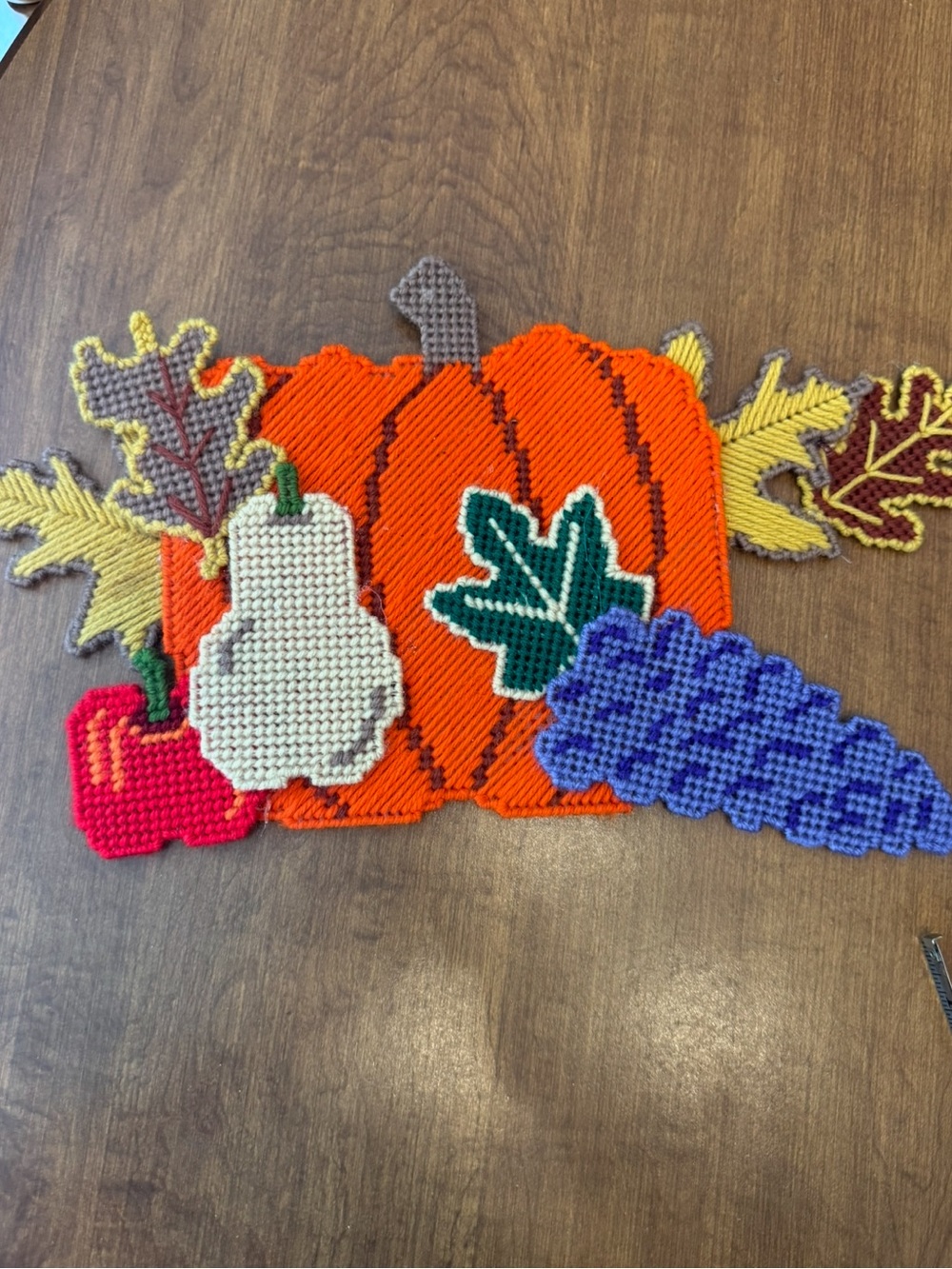 Handmade Autumn Pumpkin Patch Wall Decor Orange, Purple, Green, Cream